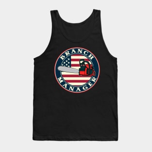 Funny Chainsaw Branch Manager American Flag Tank Top